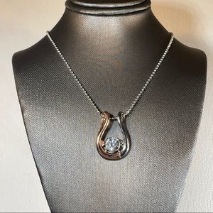 Silver Cooper Tone Mixed Metal Rhinestone necklace